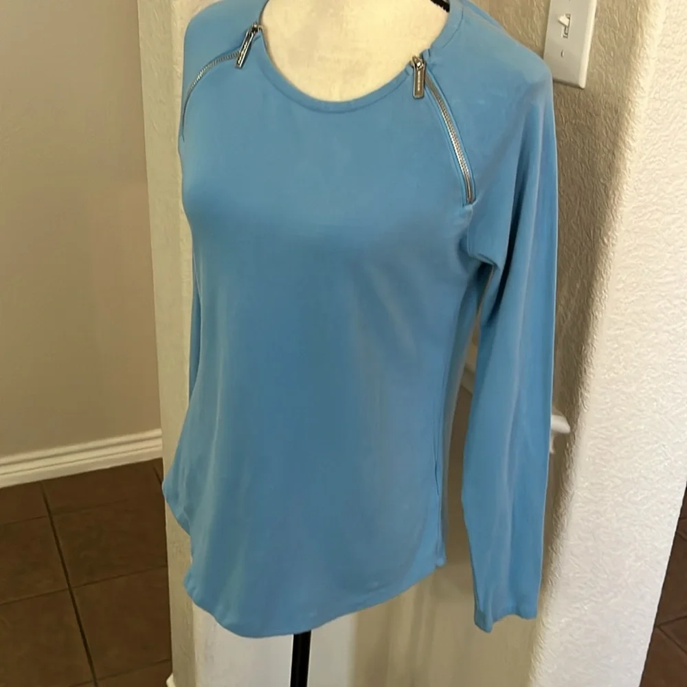 Michael Kors blue long sleeve top blouse Size M